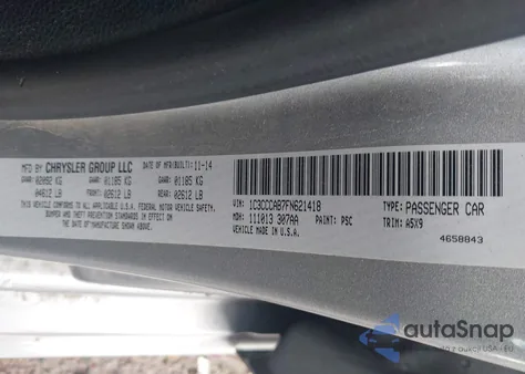 2015 Chrysler 200 Limited из США, поврежденный, VIN 1C3CCCAB7FN621418